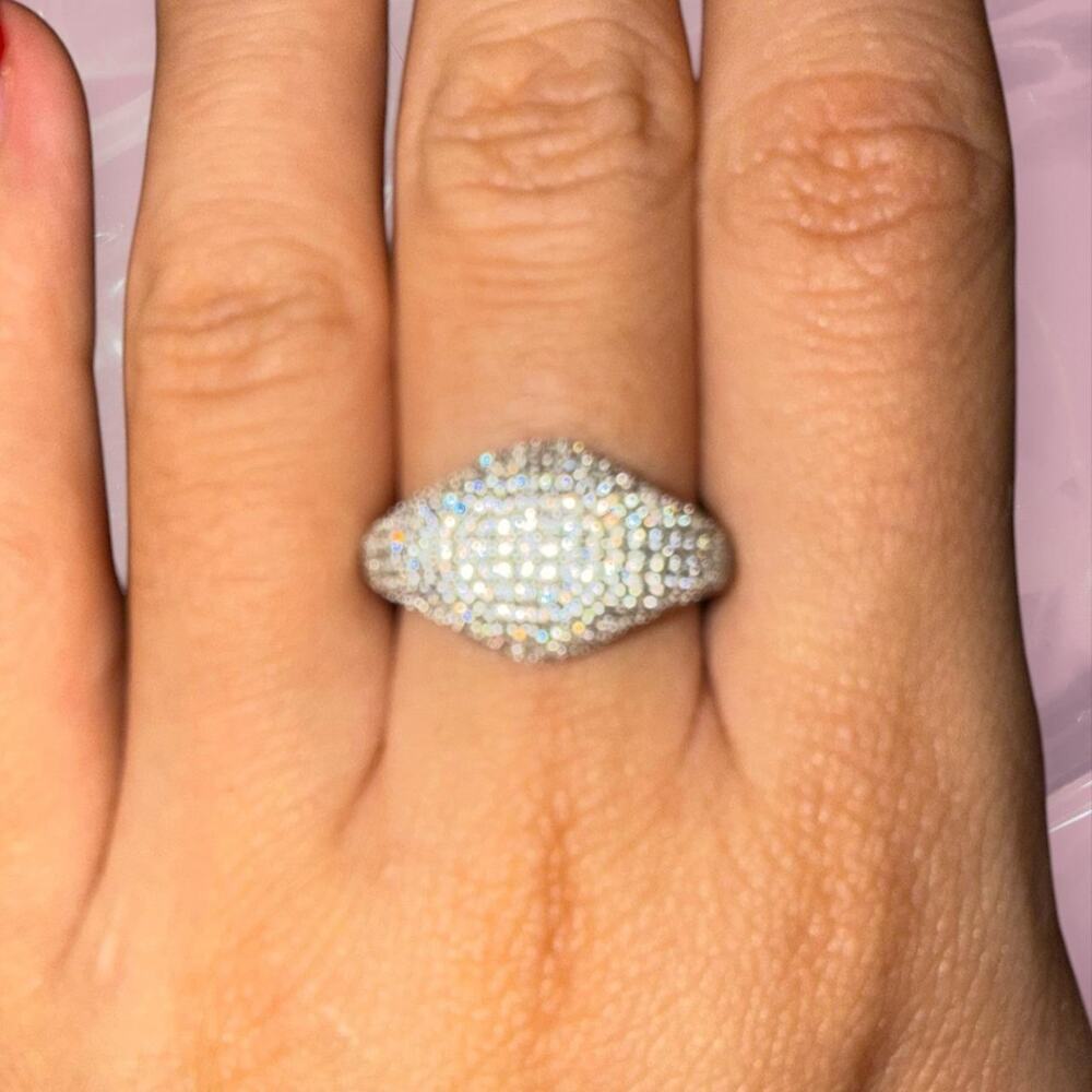 Y2K oldmoney 925 Sterling Silver Icedout pavé dome ring fairy core 2000s hiphop